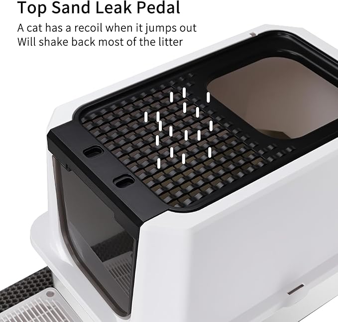 RIZZARI Stainless Steel Cat Litter Box, Odorless Enclosed Litter Box with Top Holes, Large Litter Pan for Small to Large Sized Cats (Black, 24" L*16" W*18" H)-Mewly Pet