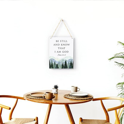 Inspirational Decor Be Still and Know That I am God Psalm 46:10 Christian Gifts Bible Verse Wall Art Scripture Wooden Hanging Sign for Modern Home Office Bathroom Bedroom Decoration 8 x 10 Inches