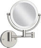 Makeup Mirror Wall Mounted with Lights and 10X Magnification, 8 Inches Rechargeable Double Sided Magnifying, Touch Dimmable Extended Arm 360 Rotation, Foldable Cosmetic Mirror Brushed Nickel