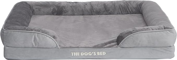 The Dog’s Bed, Orthopedic Standard Foam Waterproof Dog Bed with Standard Support, XL Silver Grey Plush, Waterproof, Supportive Dog Bed with Replaceable Covers, Veterinary Approved-Mewly Pet