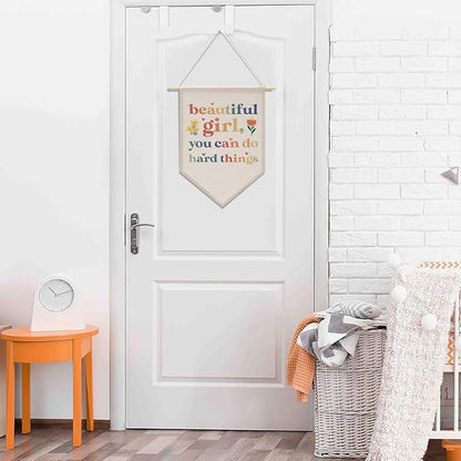 Nursery Decor Cute Girl Bedroom Decor, Colorful Wall Art, Motivational Bedroom Playroom Wall Art Decorations, Boho Twin Room Sign, Siblings Room Hanging Pennant Flag Banner Beautful Girl