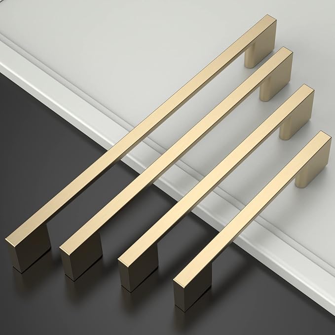 Asidrama 10 Pack 12.6 Inch(320mm) Brushed Brass Kitchen Cabinet Handles, Cabinet Pulls Kitchen Cabinet Hardware for Cupboard Drawer Pulls