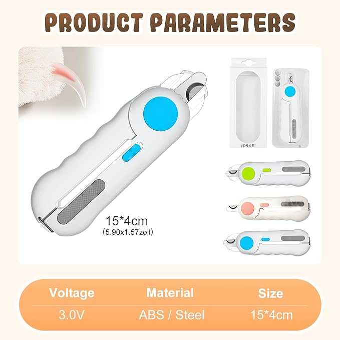 Pets Nail Clippers with Light, Cat Dog Nail Clippers with Built-in Nail File, Sharp Blades, Portable Cat Nail Clipper, Cats Claw Trimmer, Adjustable Claw Clippe for Cats (Style A)-Mewly Pet