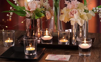 36Pcs Clear Tealight Candle Holder with 36pcs Tea Light Candles, Votive Candle Holders Glass with 4.5 Hour Long Burning for Table Centerpiece, Wedding Decor, Propose Party Home Decor