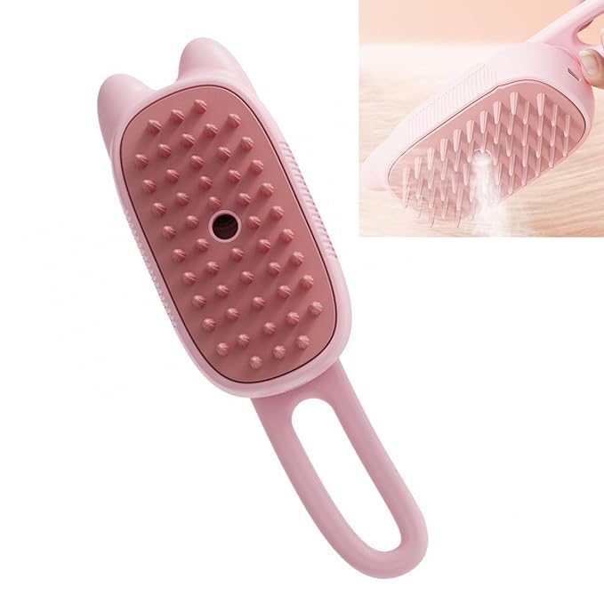 Pet Grooming Brushm,Cat Brush,3 In1 Spray Cat BrushSelf-Cleaning Wet Dog Comb with USB Rechargeable & Water Tank,Suitable for Dogs,Cats to Reduces Flying Hair (Pink)-Mewly Pet