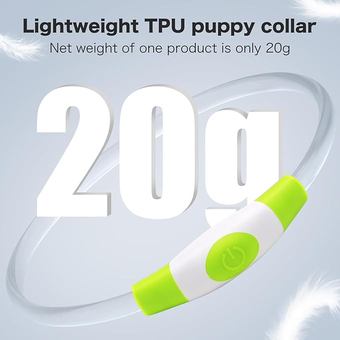 BSEEN Light Up Dog Collar - Rainproof Rechargeable LED Dog Collar - TPU Cuttable Glowing Pet Collar for Small Dogs& Cats - Puppy Safety Dog Lights for Night Walking (XS- Green 40cm)-Mewly Pet