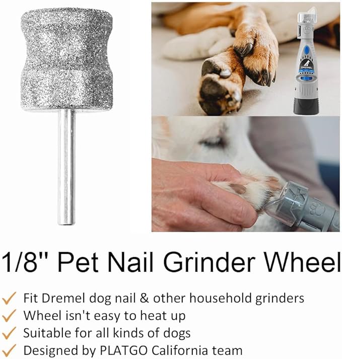 Diamond Dog Nail Grinder for Dremel, Diamond Bit for Big Dog&Pets Nail Care, 1/8'' Nail Dremel Tool for Dogs, for Animals Nail Care & Home Grinder Tools-Mewly Pet