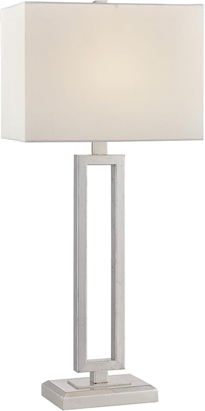 Britta Table Lamp – Modern Luxury Desk Lamp with Silver and White Finish, Commercial Grade Lighting for Living Room or Bedroom