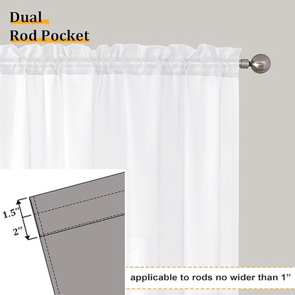 Aiyufeng 108 Inch White Sheer Window Curtains for Farmhouse, Rod Pocket Voile Window Treatment Vertical Panels for Study Room/Bedroom/Living Room, White, W59 x L108, 2 Panels