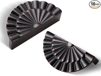 Oil Rubbed Bronze Cabinet Pulls 10 Pack 3 Inch Modern Drawer Handles Kitchen Cupboard Half Moon Bathroom Dresser Sunflower Cup Pull SH-ORB76-10