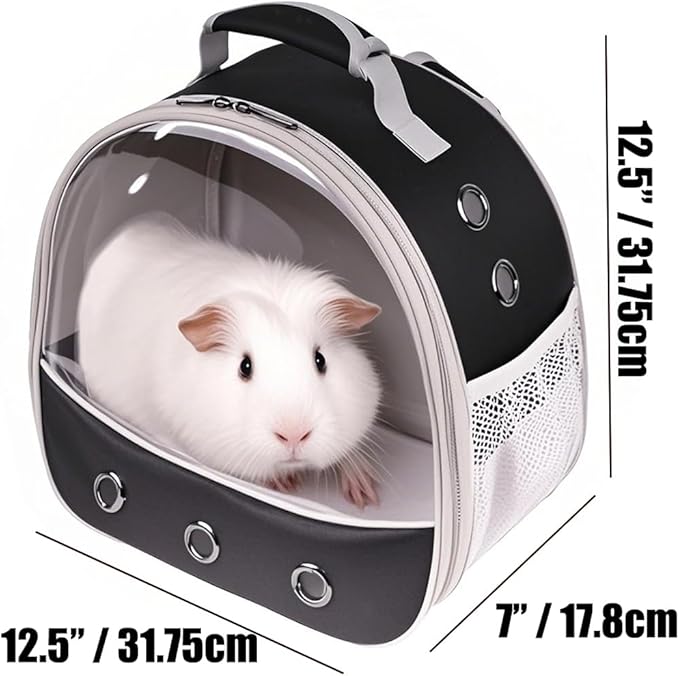 Small Animal Pet Carrier Backpack for 2 Guinea Pig, Hedgehog Carrier Portable Travel Cage with 7 Ventilation Holes, Clear Front Window and Soft Double-Sided Support and Comfy Fit Mat-Mewly Pet