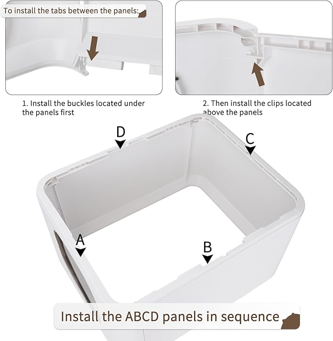 RIZZARI Large Enclosed Cat Litter Box : Covered Leak-Proof Reduces Odor - for Indoor Use Cat Owners (White)-Mewly Pet