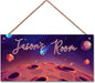 Personalized Outer Space Sign Universe Theme Art Décor For Kids Room Custom Name Moon Door Wall Art Decor For Little Man Cave, Stars Floral Nursery Art Girls Room Boys Bedroom