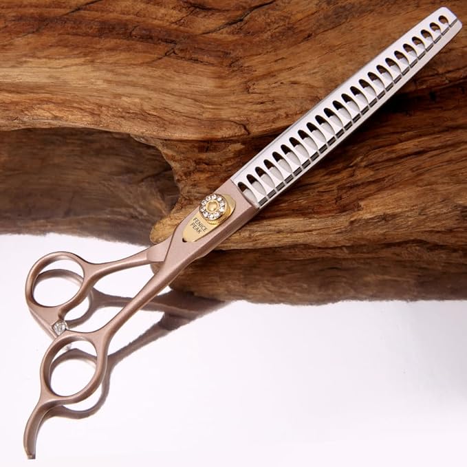 Fenice Peak Thinning Shears for Dogs and Cats Rose Gold Pet Grooming Scissors Chunkers Shears 440C Stainless Steel Professional Dog Trimming Scissors 8''-Mewly Pet