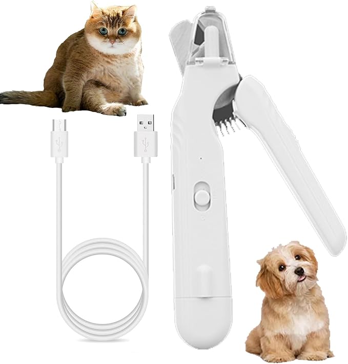 2 In 1 Pet Nail Clipper and Grinder, Professional Electric Rechargeable Pet Nail Fast Trimmer, Painless, Claw Care Grooming, Smoothing, Silent - Shockproof, For Small, Large Dogs & Cats, upgraded-Mewly Pet