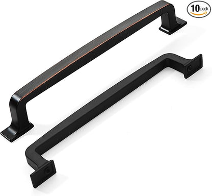 Khtumeware 10 Pack 6-1/4 Inch Oil Rubbed Bronze Cabinet Pulls and Drawer Pulls for Kitchen Cabinets and Cupboards