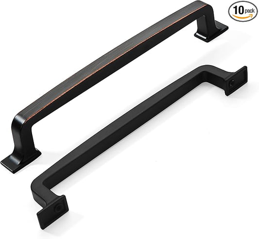Khtumeware 10 Pack 6-1/4 Inch Oil Rubbed Bronze Cabinet Pulls and Drawer Pulls for Kitchen Cabinets and Cupboards