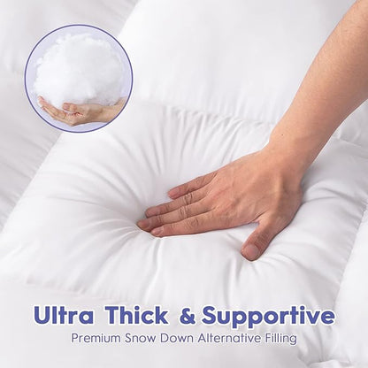 ABENE RV King Mattress Topper for Back Pain Relief, Extra Thick Mattress Pad Pillowtop, Soft Plush Mattress Cover Bed Topper with Deep Pocket, Overfilled Down Alternative Filling, White