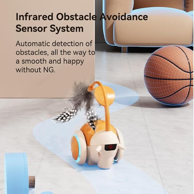 Cat Toys for Bored Indoor Adult Cats,Remote Control Cat Toy with 4 Directions,LED Lights Interactive Remote Control Dog Toy (Orange)-Mewly Pet