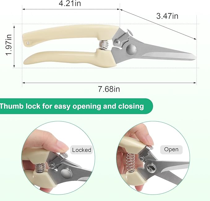Premium garden shears, meperez pruning scissors gardening tools, pruners for flower, bushes, rose and fruit tree, use for florist, yard and orchard the plant clippers, sharp white steel anvil snips, 2-Mewly Pet