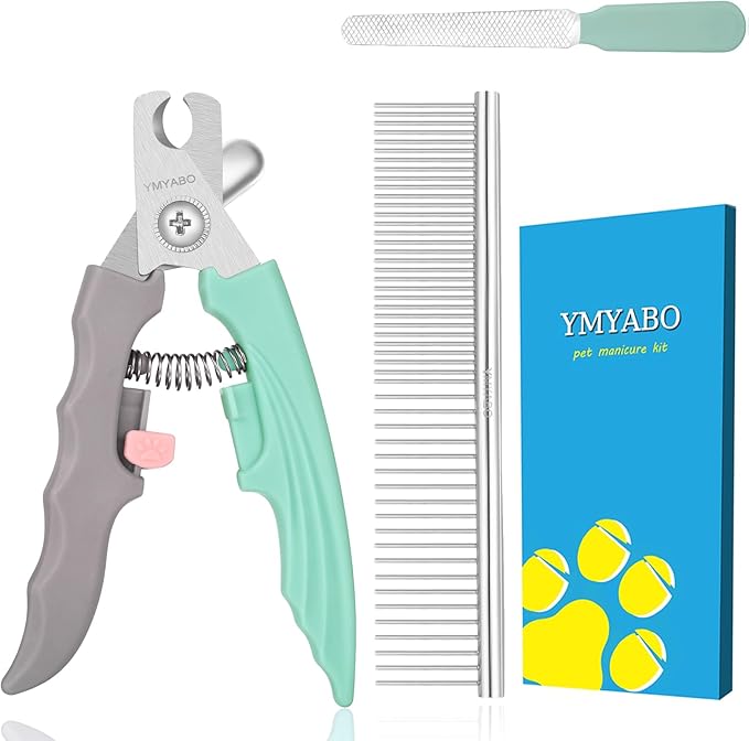 Dog Nail Clipper,Pet Nail Trimmers Safety Guard to Aviod Over Cutting,Puppy Cat Claw Trimmer,with Free Dog Comb & Nail File, Sharp Grooming Clipper, Great for Thick Toenail, Green-Mewly Pet