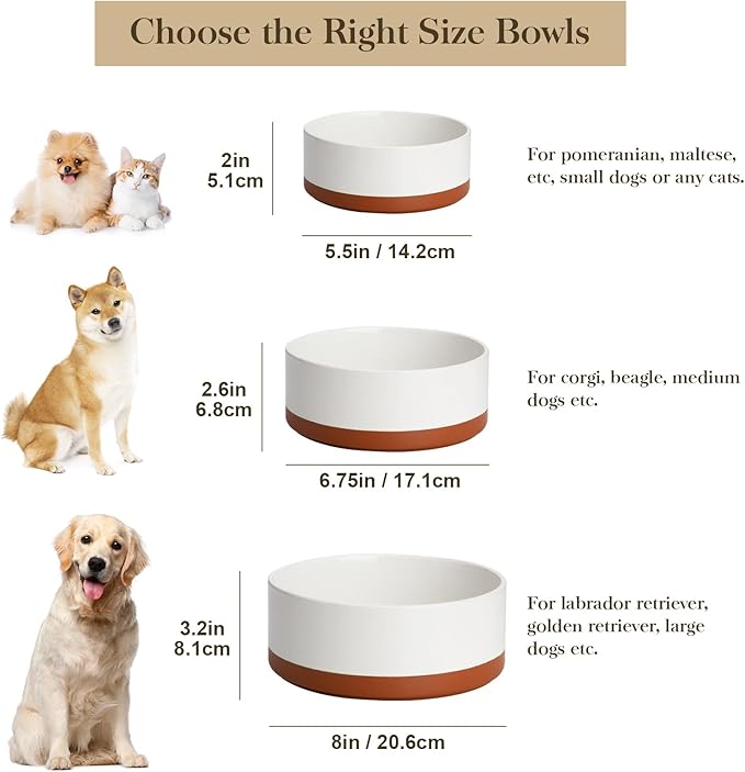 MALACASA Dog Bowls, Ceramic Dog Food and Water Bowls for Small Size Dogs, 1.5 Cups Capacity Pet Bowl for Puppy & Cats (S-1.5 Cups)-Mewly Pet