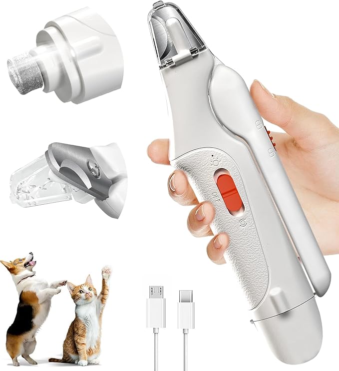 2 in 1 Dog Nail Clippers & Cat Nail Clippers Trimmers for Large Medium Small Dogs Cats Claw Trimmer Quick Sensor and Safety Guard USB Rechargeable Dogs Nail Trimmer with Catcher & 2 LED Lights-Mewly Pet
