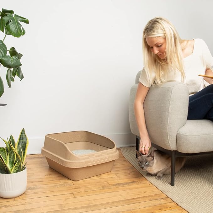 Kitty Sift (Set of 1 Litter Box & 5 Sifting Liners) Sustainable, Clean, Sifting, Disposable Cat Litter Box Kit - Large, 6-Set Kit-Mewly Pet