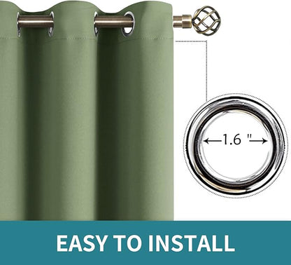 BGment Room Darkening Curtains 72 Inches Long - Grommet Thermal Insulated Drapes Window Treatment Curtains for Bedroom, 2 Panels, 52 x 72 Inch, Grass Green