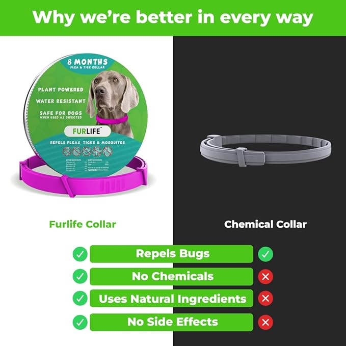 FurLife Flea and Tick Collar for Dogs – Waterproof Pink Dog Collar, Pet Supplies for Tick and Flea Prevention for Dogs, Safe for All Breeds-Mewly Pet