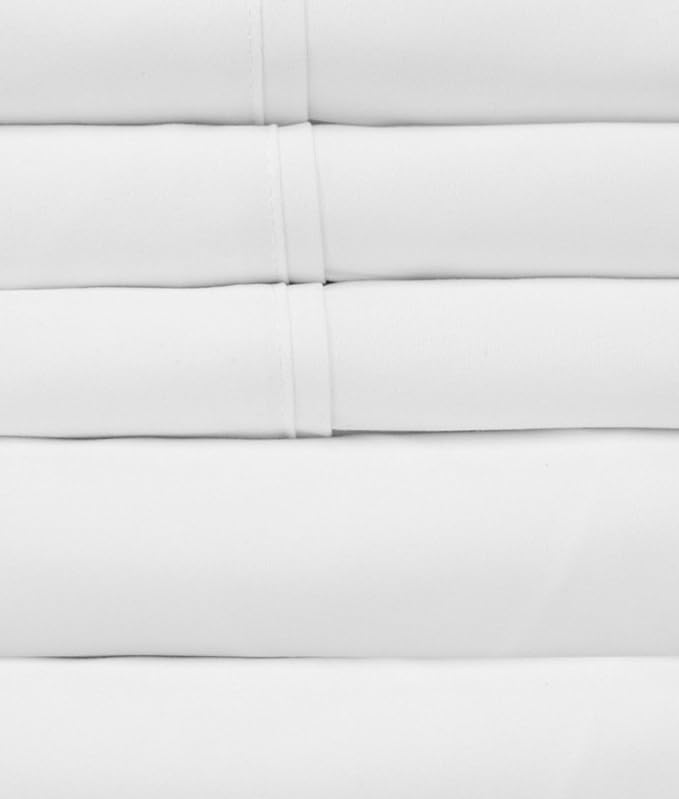 Full Size Bed Sheets - 6 Piece 1500 Supreme Collection Fine Brushed Microfiber Deep Pocket Full Sheet Set Bedding - 2 Extra Pillow Cases, Great Value, Full, White
