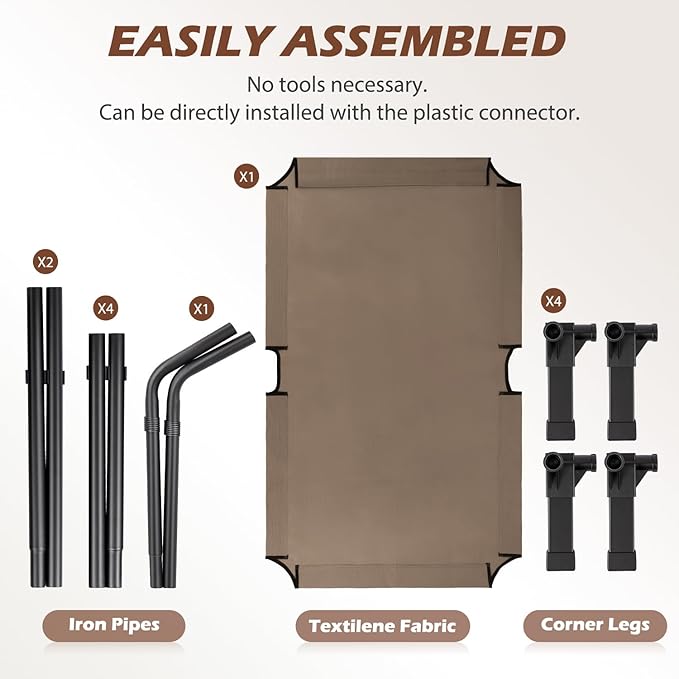 Heeyoo Elevated Dog Bed, Cooling Raised Pet Cot with Chew Proof Washable Breathable Mesh and Metal Frame, Portable Dog Cot Bed with No-Slip Feet for Outdoor or Indoor Use-Mewly Pet