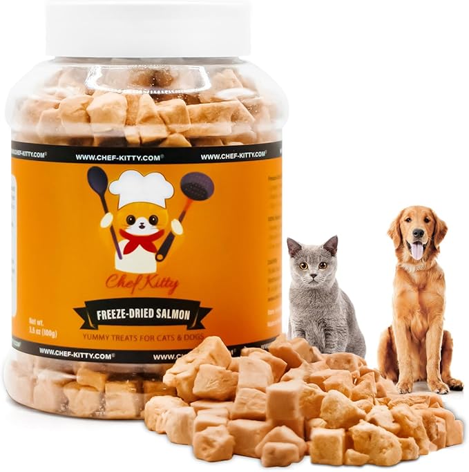 Freeze-Dried Salmon Treats for Cats & Dogs – 100% Wild Caught, Single Ingredient, High-Protein, Healthy Snack – No Additives or Preservatives – 2.6oz - Inspected & Tested in USA-Mewly Pet