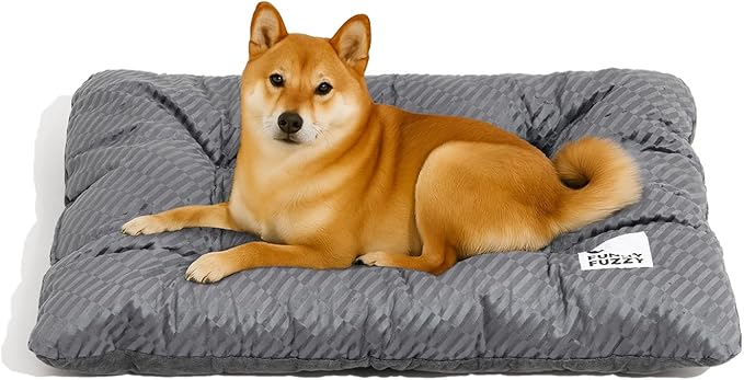FUNNY FUZZY 35×23 Washable Dog Crate Bed,Orthopedic Cushion Mattress for Large Dogs-Fits 36 Inch Dog Crates, Reversible,Durable & Comfortable Pet Bed,L,Charcoal Grey-Mewly Pet