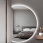47" Half Moon LED Bathroom Mirror - Anti-Fog Dimmable Backlit with 3-Color Lights, Smart Touch Switch and Time Display, Frameless Vanity Wall Mirror for Bedroom/Entryway (Right Semicircle)