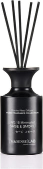 M&SENSE Minimalist Large Reed Diffuser 300ml, Sage & Smoke Scented with Natural Essential Oils, Long Lasting with 7 Sticks, Non-Toxic Home Fragrance for Bedroom, Bathroom Decor