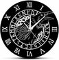 Geek Alerts Cawing Black Crow with Roman Numerals Silent Wall Clock 12inch Viking Odin Raven with Scandinavian Runes Battery Operated Quartz Watch