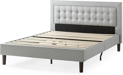 ZINUS Dachelle Upholstered Platform Bed Frame, Mattress Foundation, Wood Slat Support, No Box Spring Needed, Easy Assembly, Grey Sand, King