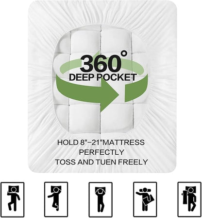 Premium Viscose Made from Bamboo Twin XL Size Mattress Topper for Back Pain, 1200 GSM Quilted Fitted Extra Thick Mattress Pad,Pillow Top Mattress Cover with Deep Pocket Up to 21 Inches（39 * 80inch）