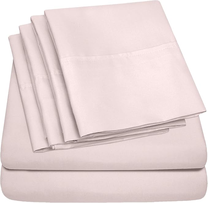 Twin XL Size Bed Sheets - 4 Piece 1500 Supreme Collection Fine Brushed Microfiber Deep Pocket Twin X-Large Sheet Set Bedding - 1 EXTRA PILLOW CASES, GREAT VALUE, Twin XL, Pale Pink