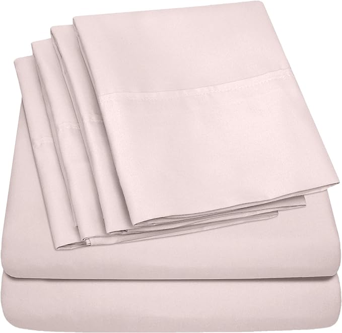 Twin Size Bed Sheets - 4 Piece 1500 Supreme Collection Fine Brushed Microfiber Deep Pocket Twin Sheet Set Bedding - 1 EXTRA PILLOW CASES, GREAT VALUE, Twin, Pale Pink