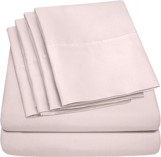 Twin Size Bed Sheets - 4 Piece 1500 Supreme Collection Fine Brushed Microfiber Deep Pocket Twin Sheet Set Bedding - 1 EXTRA PILLOW CASES, GREAT VALUE, Twin, Pale Pink