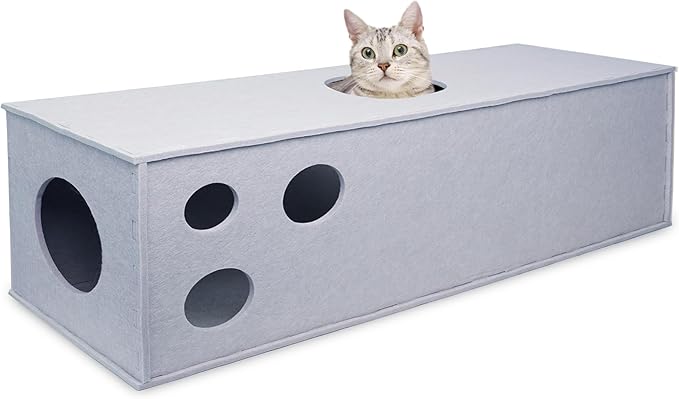 PETKARAY Cat Tunnel, Original Cat Hideaway Cave for Indoor Cats, Large Kitten Play Tubes and Tunnels, Soft Felt Cat Toy with Interactive Peek Hole-Mewly Pet