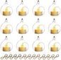 Sziqiqi Hanging Glass Globes Orbs Tea Light Candle Holders with Flameless LED Tealight for Wedding Ornaments, Wedding Birthday Christmas Party Centerpiece Accessory 2.36inch 10pcs +2 Extra