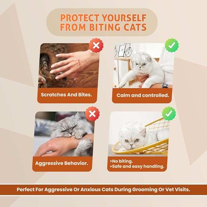 Cat Transparent Muzzle & 2-in-1 Pet Nail Clipper Grinder Set – Grooming Kit, Anti-Bite Muzzle (3 Sizes) + LED Nail Trimmer for Cats & Dogs – Safe, Quiet & Easy to Use (M)-Mewly Pet