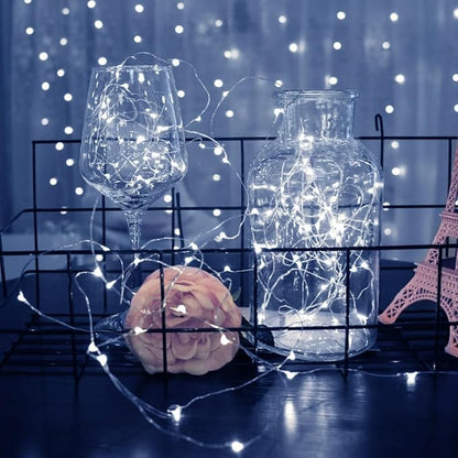 ZGWJ 12 Pack Fairy Lights Battery Operated, 7ft 20 Mini LED Fairy String Lights Silver Wire 3 Modes for DIY, Parties, Wedding, Bedroom, Halloween Christmas Decoration Silver White
