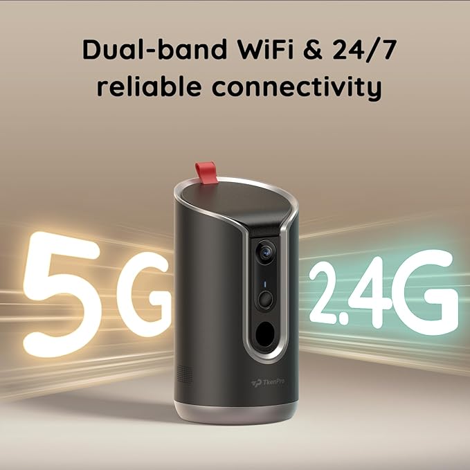 2K Pet Camera Treat Dispenser, AI Photo Album, Dog Camera with 360° Auto Tracking & 5G/2.4G WiFi, 2-Way Talk, Remote Treat Tossing, Motion Alerts for Cats Indoor-Mewly Pet