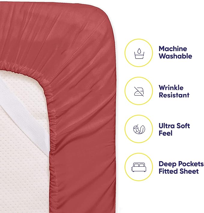 Queen Sheets Burgundy - 6 Piece 1500 Supreme Collection Fine Brushed Microfiber Deep Pocket Queen Sheet Set Bedding - 2 Extra Pillow Cases, Great Value, Queen, Burgundy
