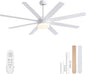 YUHAO 62 Inch White Ceiling Fan with Light and Remote Control.Noiseless,Dimmable,3CCT,6 Speeds Reversible, DC Ceiling Fans for Indoor or Covered Outdoor