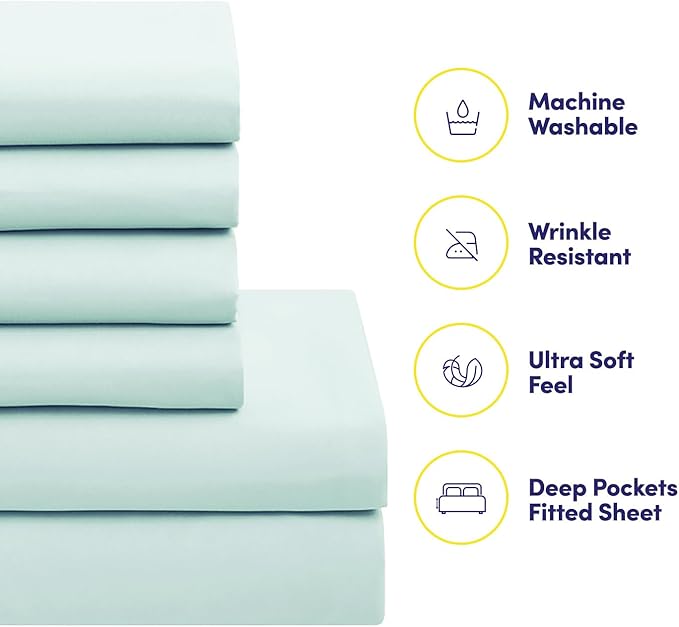 California King Comforter Set - Soft & Breathable 7-Piece Bedding Collection - 1 Comforter, 1 Fitted Sheet, 1 Flat, 4 Pillowcases - Deep Pocket - Premium Quality - Ideal for All Seasons, Aqua